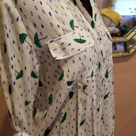 Anthropologie Maeve Long Sleeve Umbrella Raindrop Top - Picture 4 of 13